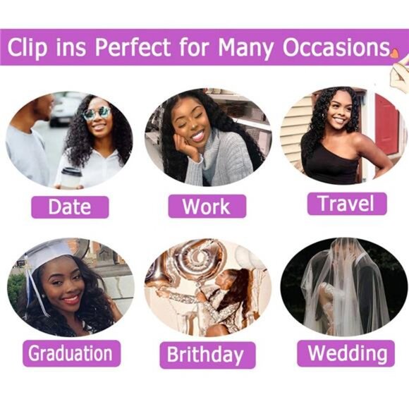 Curly Clip In Extension Human Hair 3C 4A Kinky Curly Clip Ins Full Head main image 7